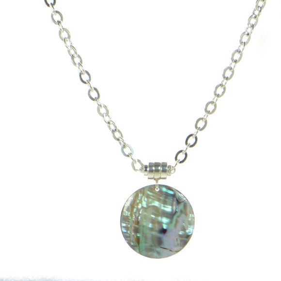 Joseph Esposito Solid 925 Sterling Silver Smart Snap Abalone Necklace
